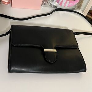 A New Day- Envelope Black Leather  Crossbody Bag
